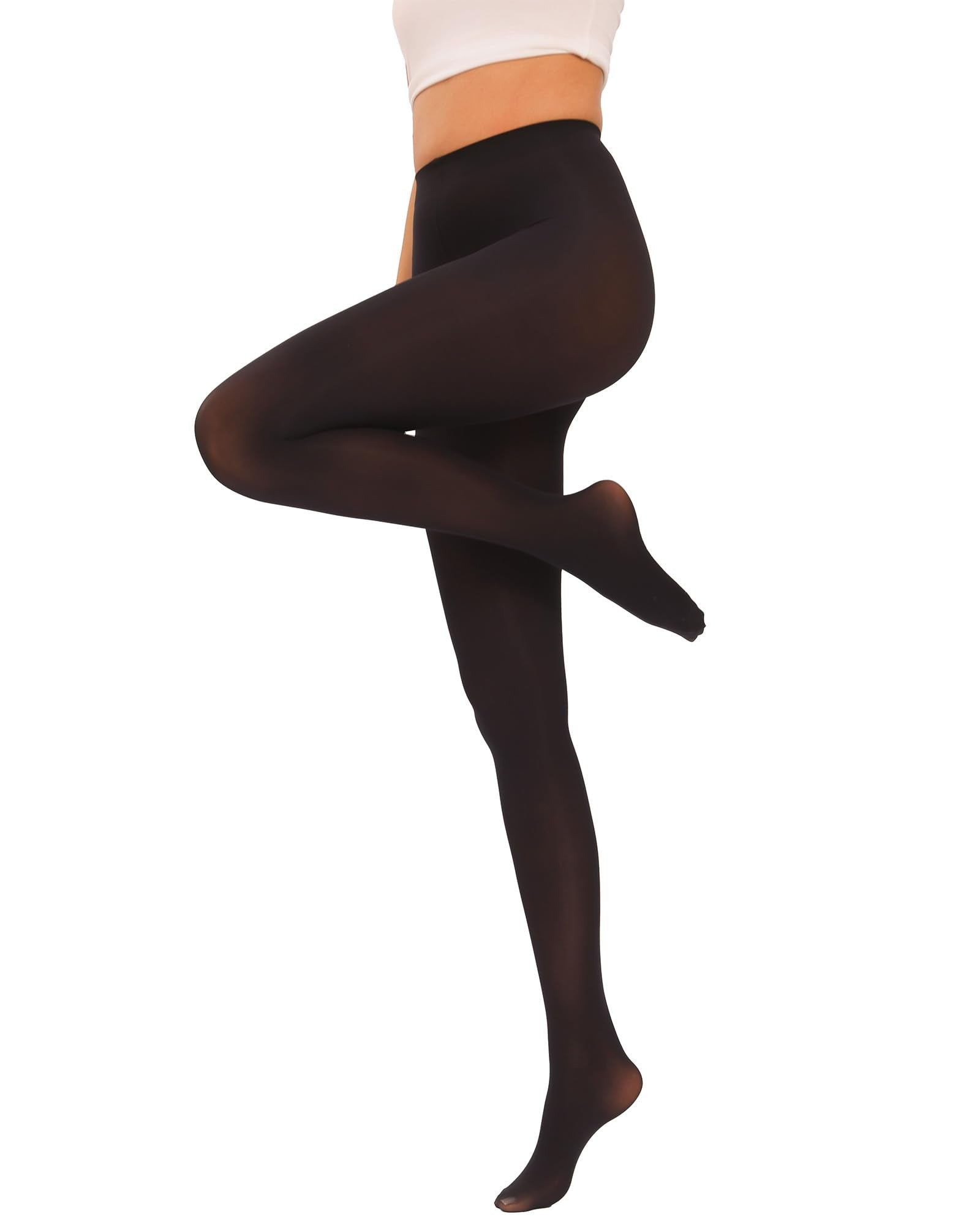 Women Ultra Soft 50 Denier Silky Tights Semi Opaque Solid Color Pantyhose High Waist Footed Stockings