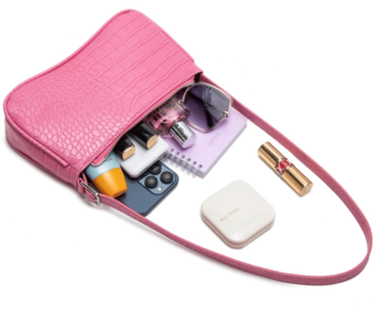 Small Purse for Women, Adjustable Shoulder Bags Crocodile Pattern Clutch Purse with Zipper Closure Retro