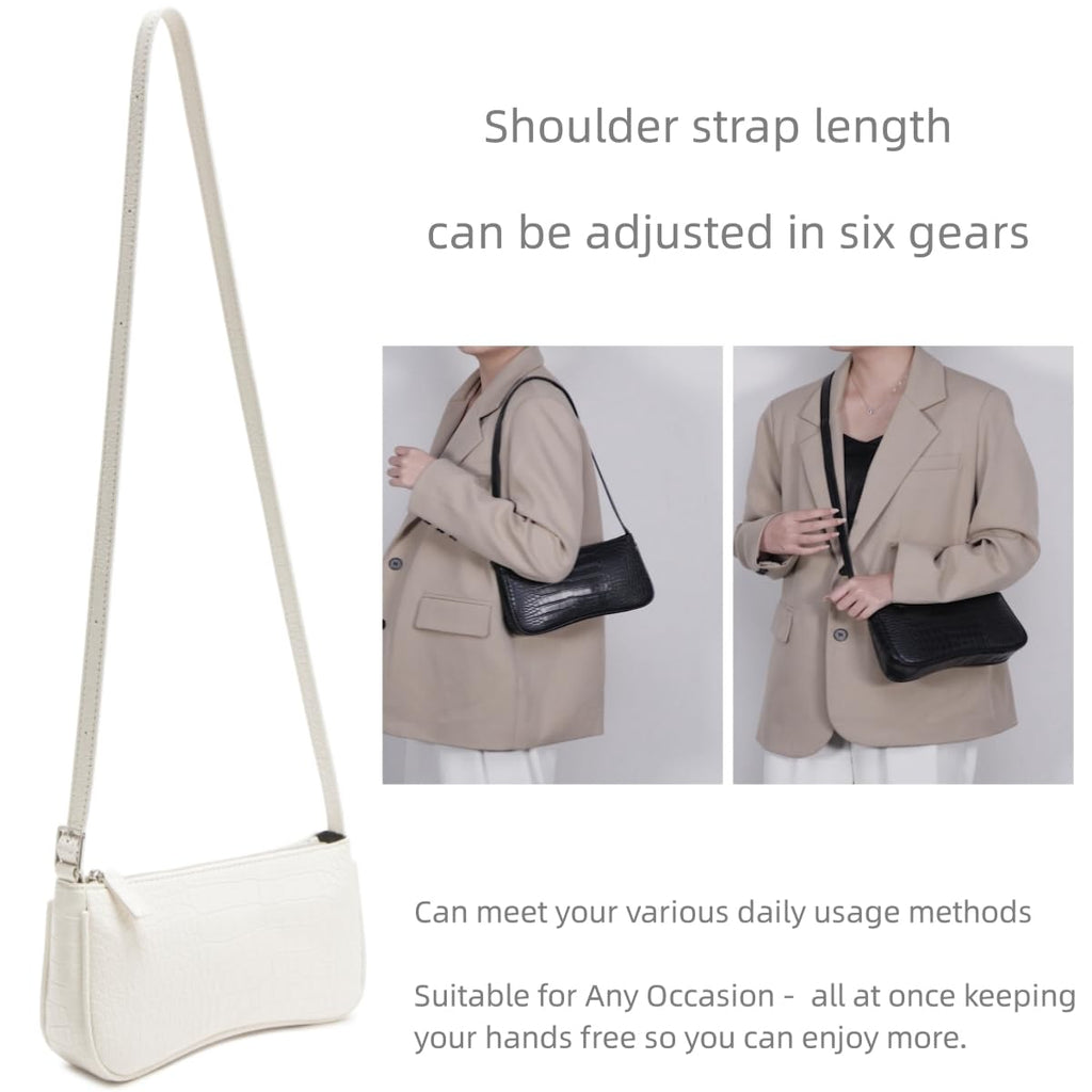 Small Purse for Women, Adjustable Shoulder Bags Crocodile Pattern Clutch Purse with Zipper Closure Retro