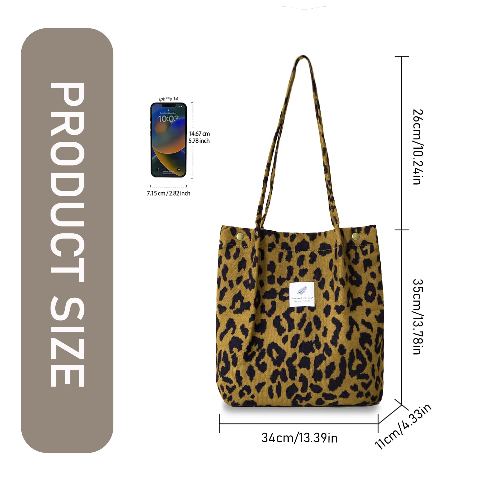 TELLUMO Fashion Corduroy Tote Bag Cow Print Bag Purses for Women Teen Girls with Inner Pocket