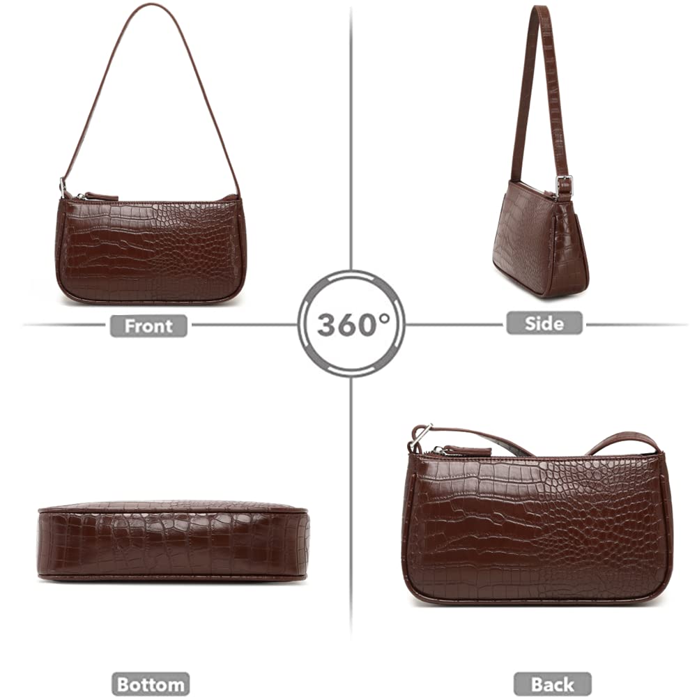 Small Purse for Women, Adjustable Shoulder Bags Crocodile Pattern Clutch Purse with Zipper Closure Retro