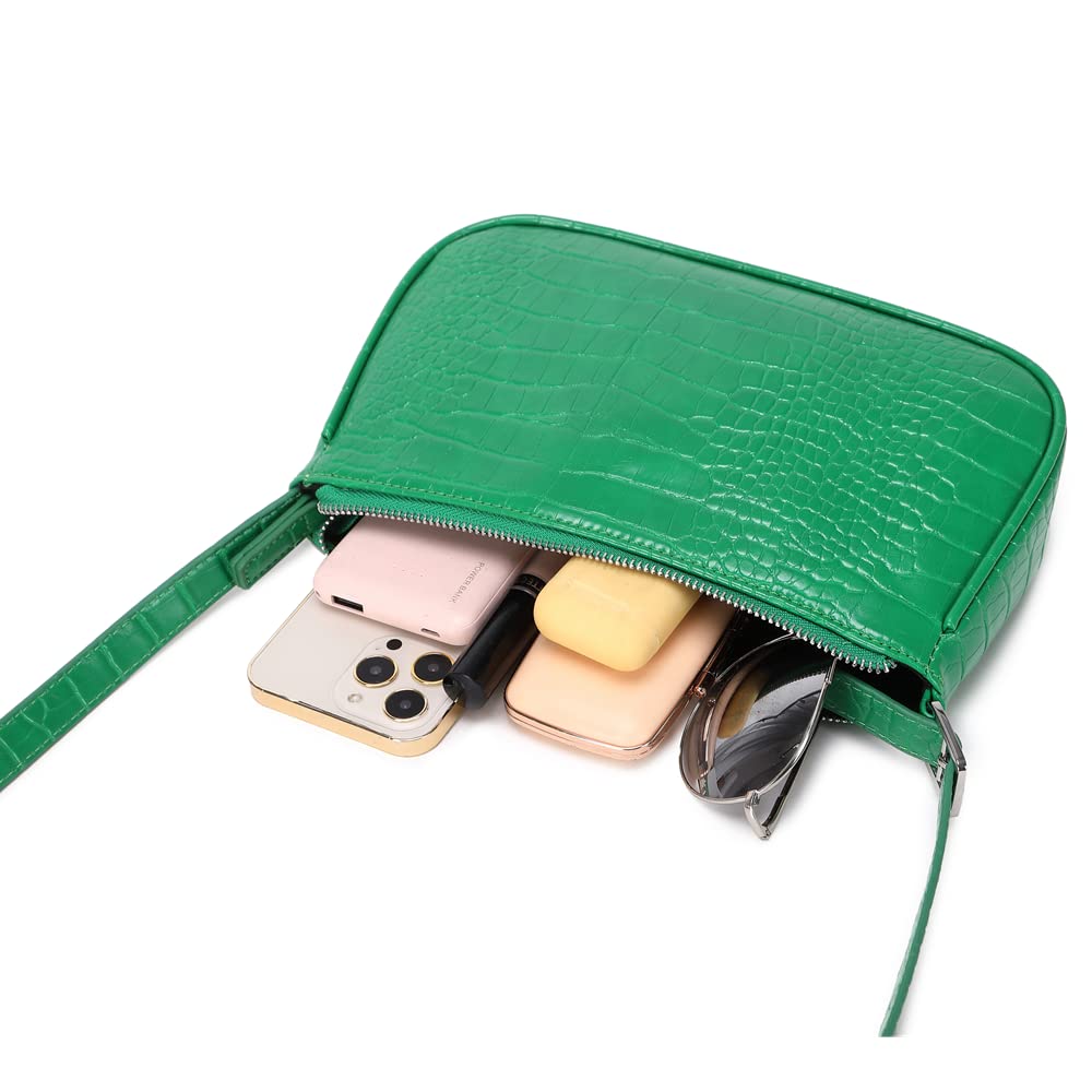Small Purse for Women, Adjustable Shoulder Bags Crocodile Pattern Clutch Purse with Zipper Closure Retro