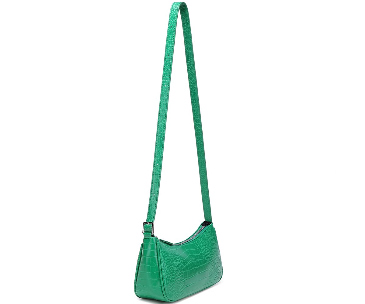 Small Purse for Women, Adjustable Shoulder Bags Crocodile Pattern Clutch Purse with Zipper Closure Retro