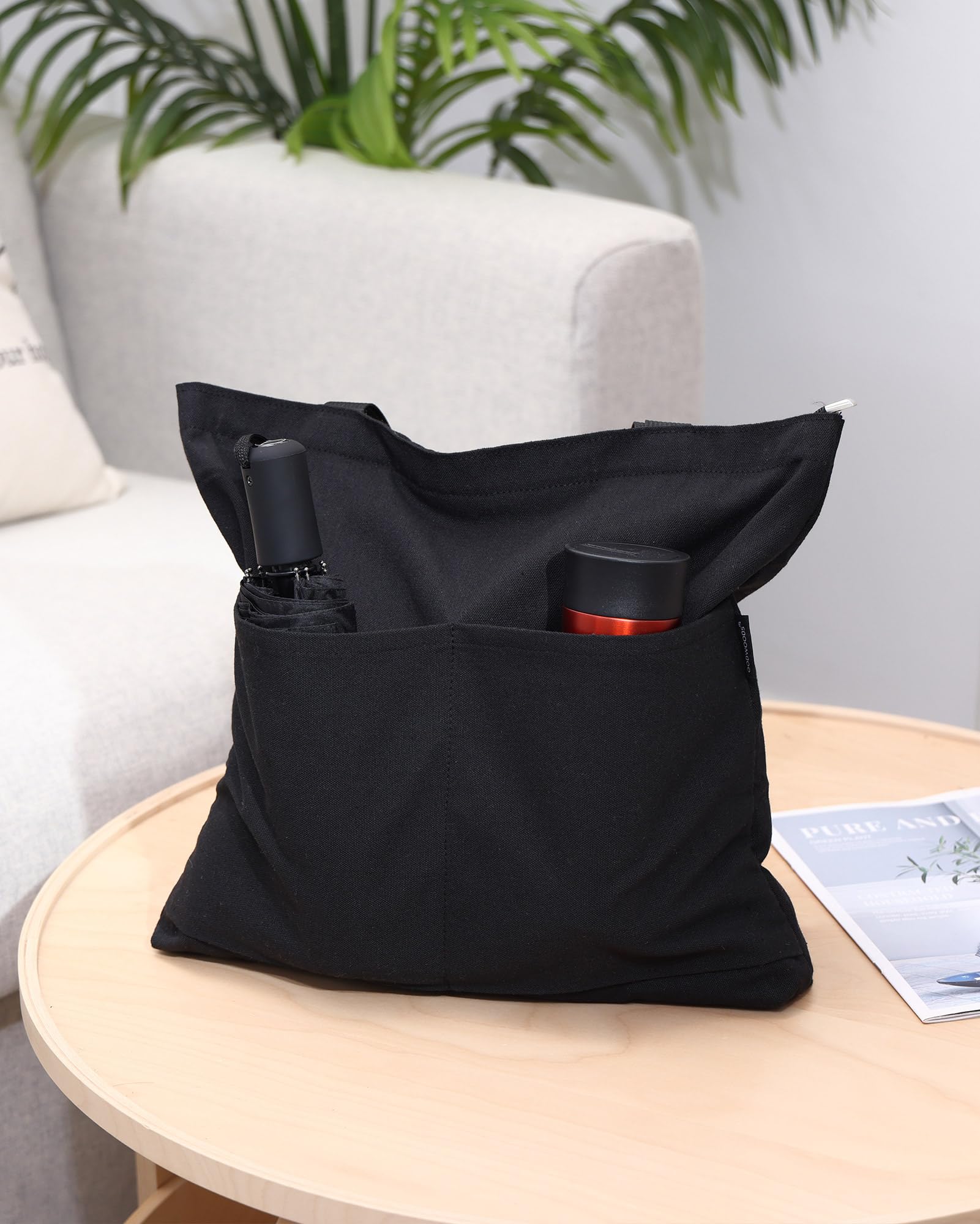 Tote Bag Aesthetic Canvas Handbags with Zipper for Women Travel Shoulder Bags Purses with compartments