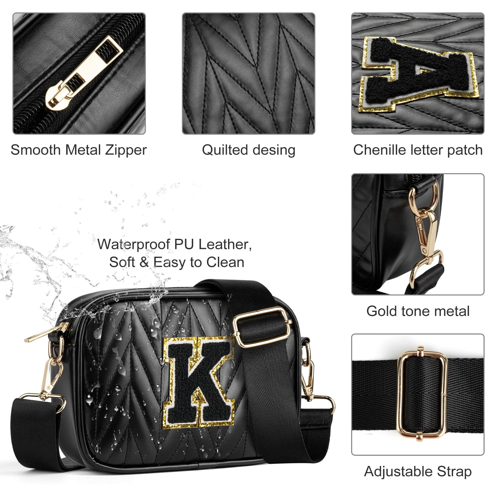 TOPEAST Small Leather Crossbody Bags for Women - Travel Essentials, Christmas Birthday Gifts Quilted Purses Shoulder Handbag