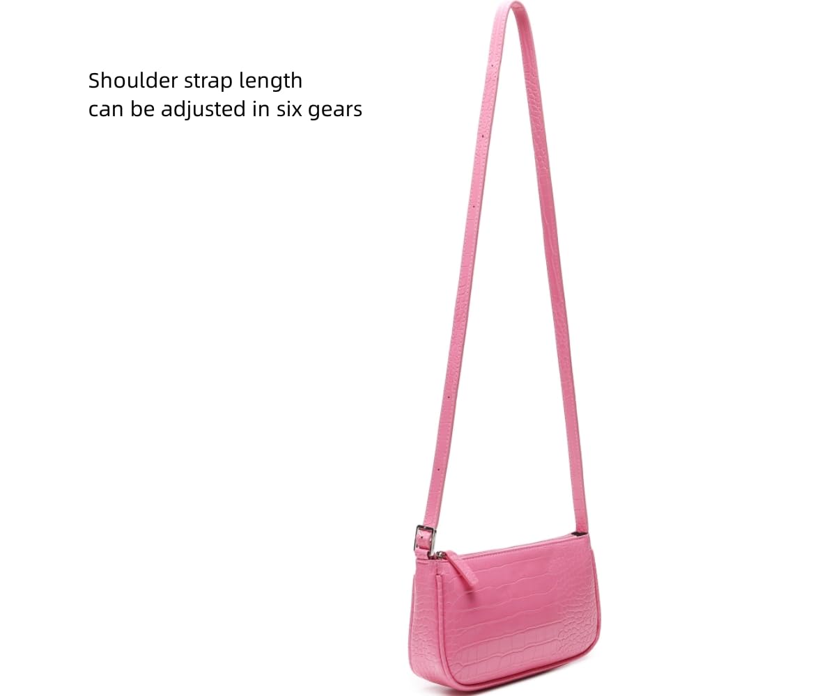 Small Purse for Women, Adjustable Shoulder Bags Crocodile Pattern Clutch Purse with Zipper Closure Retro