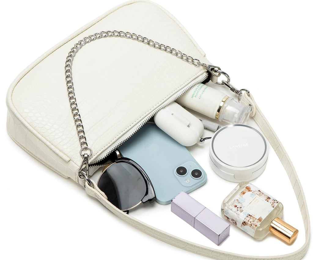 Small Purse for Women, Adjustable Shoulder Bags Crocodile Pattern Clutch Purse with Zipper Closure Retro