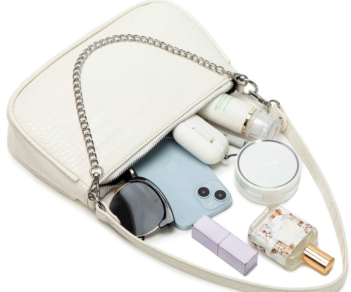 Small Purse for Women, Adjustable Shoulder Bags Crocodile Pattern Clutch Purse with Zipper Closure Retro