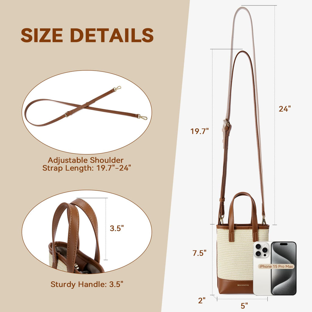 BOSTANTEN Small Crossbody Purse for Women Mini Tote Bag Top Handle Shoulder Bag Compact Handbags with Adjustable Strap