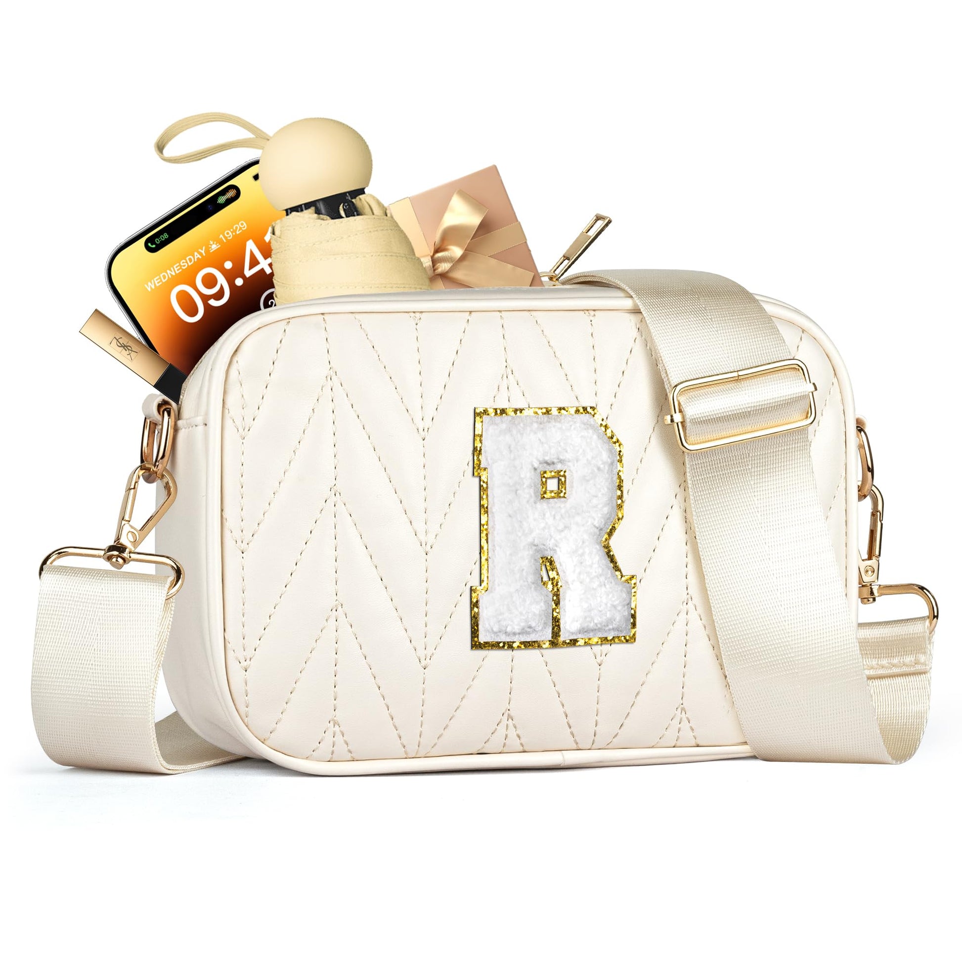 TOPEAST Small Leather Crossbody Bags for Women - Travel Essentials, Christmas Birthday Gifts Quilted Purses Shoulder Handbag