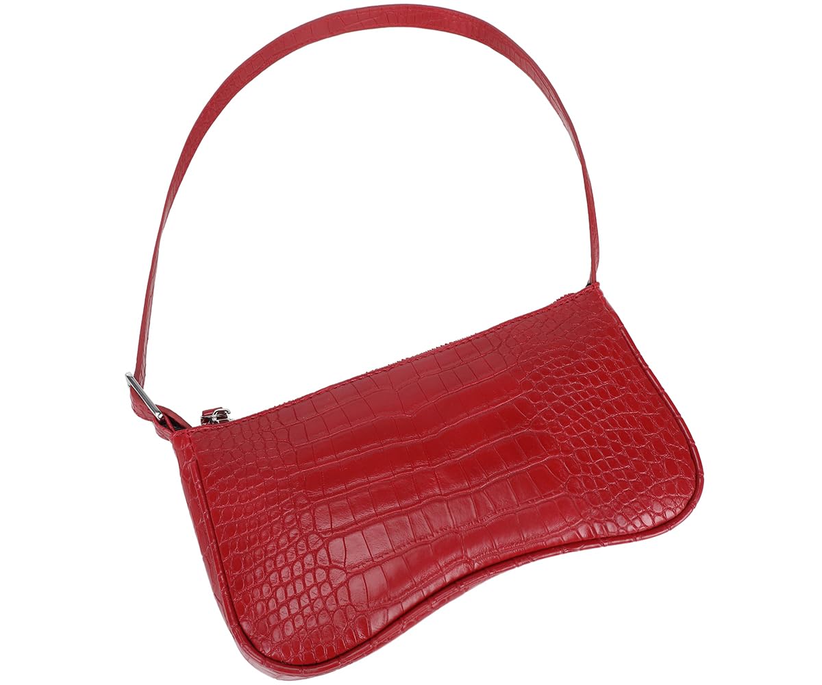 Small Purse for Women, Adjustable Shoulder Bags Crocodile Pattern Clutch Purse with Zipper Closure Retro