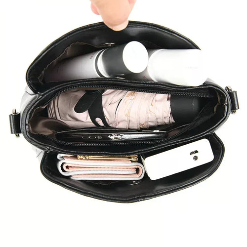 3 Layers Women Tote Bag High Quality Leather Handbags Leisure Shoulder Bag New