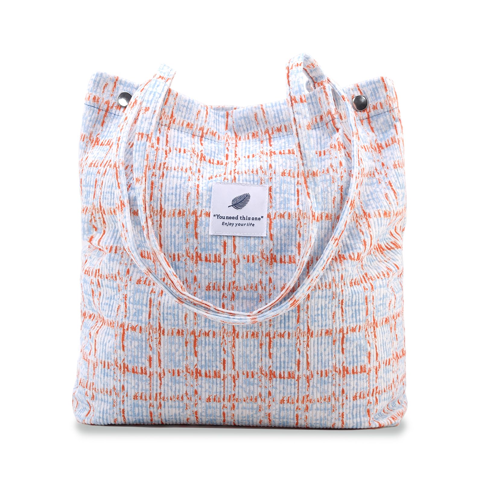 TELLUMO Fashion Corduroy Tote Bag Cow Print Bag Purses for Women Teen Girls with Inner Pocket