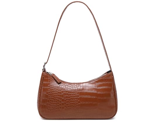 Small Purse for Women, Adjustable Shoulder Bags Crocodile Pattern Clutch Purse with Zipper Closure Retro