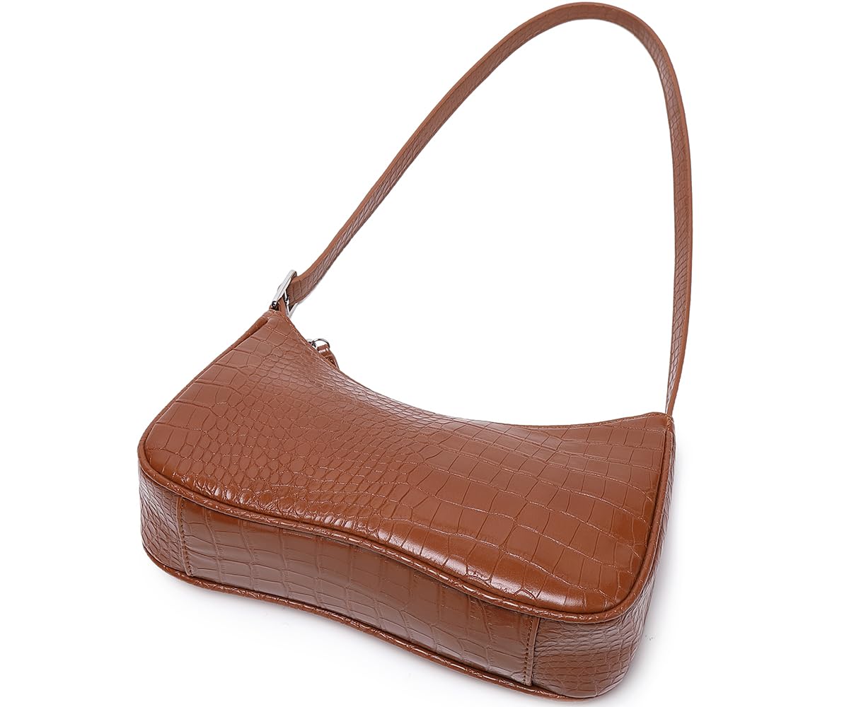 Small Purse for Women, Adjustable Shoulder Bags Crocodile Pattern Clutch Purse with Zipper Closure Retro