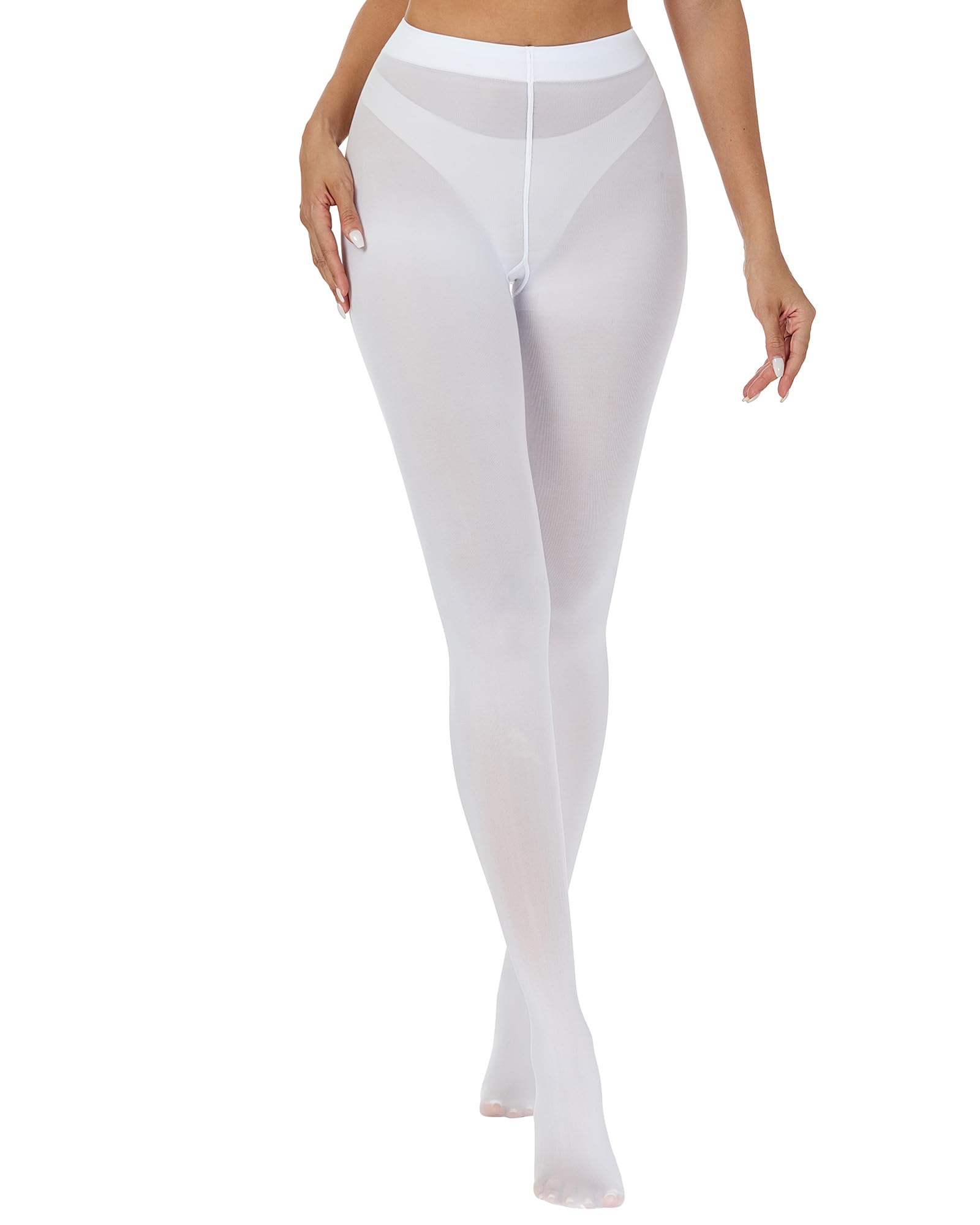 Women Ultra Soft 50 Denier Silky Tights Semi Opaque Solid Color Pantyhose High Waist Footed Stockings