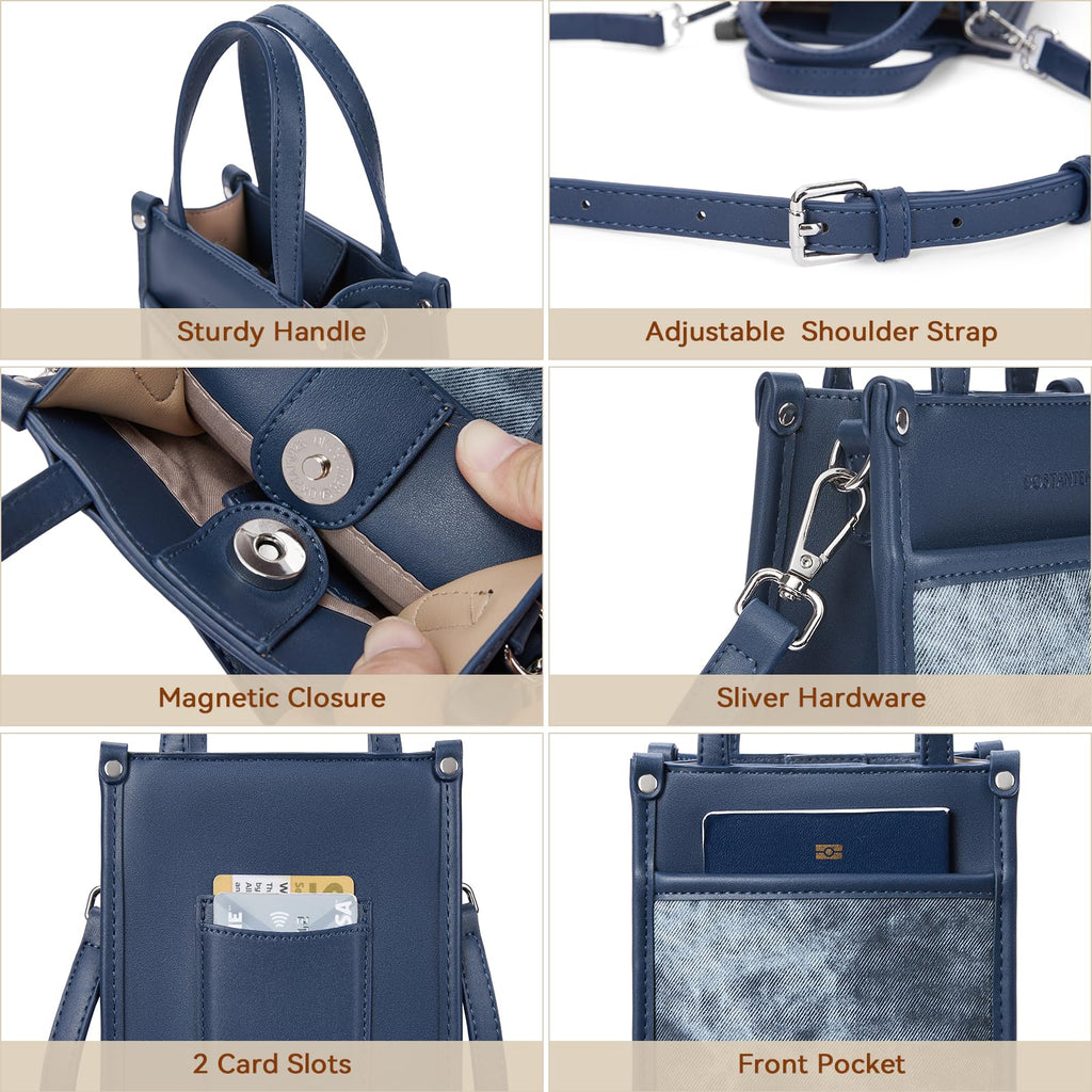 BOSTANTEN Small Crossbody Purse for Women Mini Tote Bag Top Handle Shoulder Bag Compact Handbags with Adjustable Strap