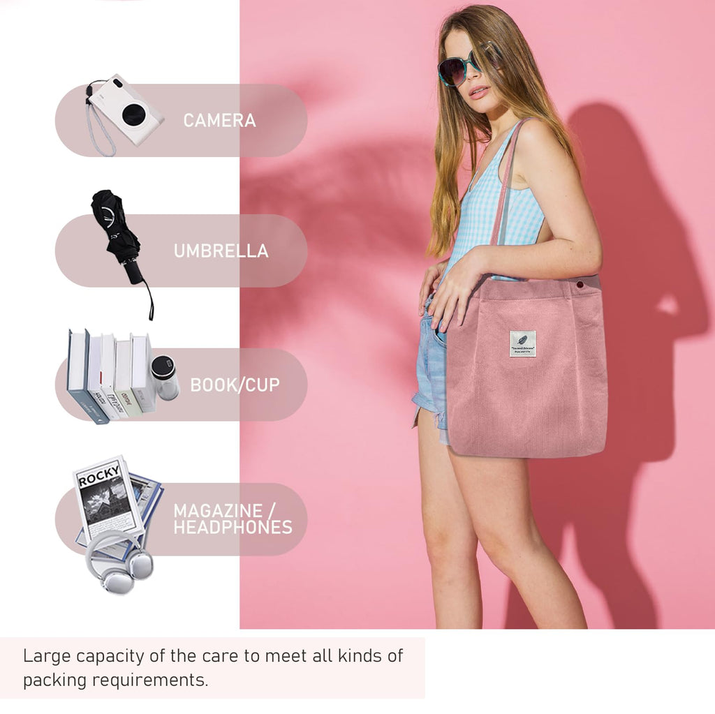 TELLUMO Fashion Corduroy Tote Bag Cow Print Bag Purses for Women Teen Girls with Inner Pocket