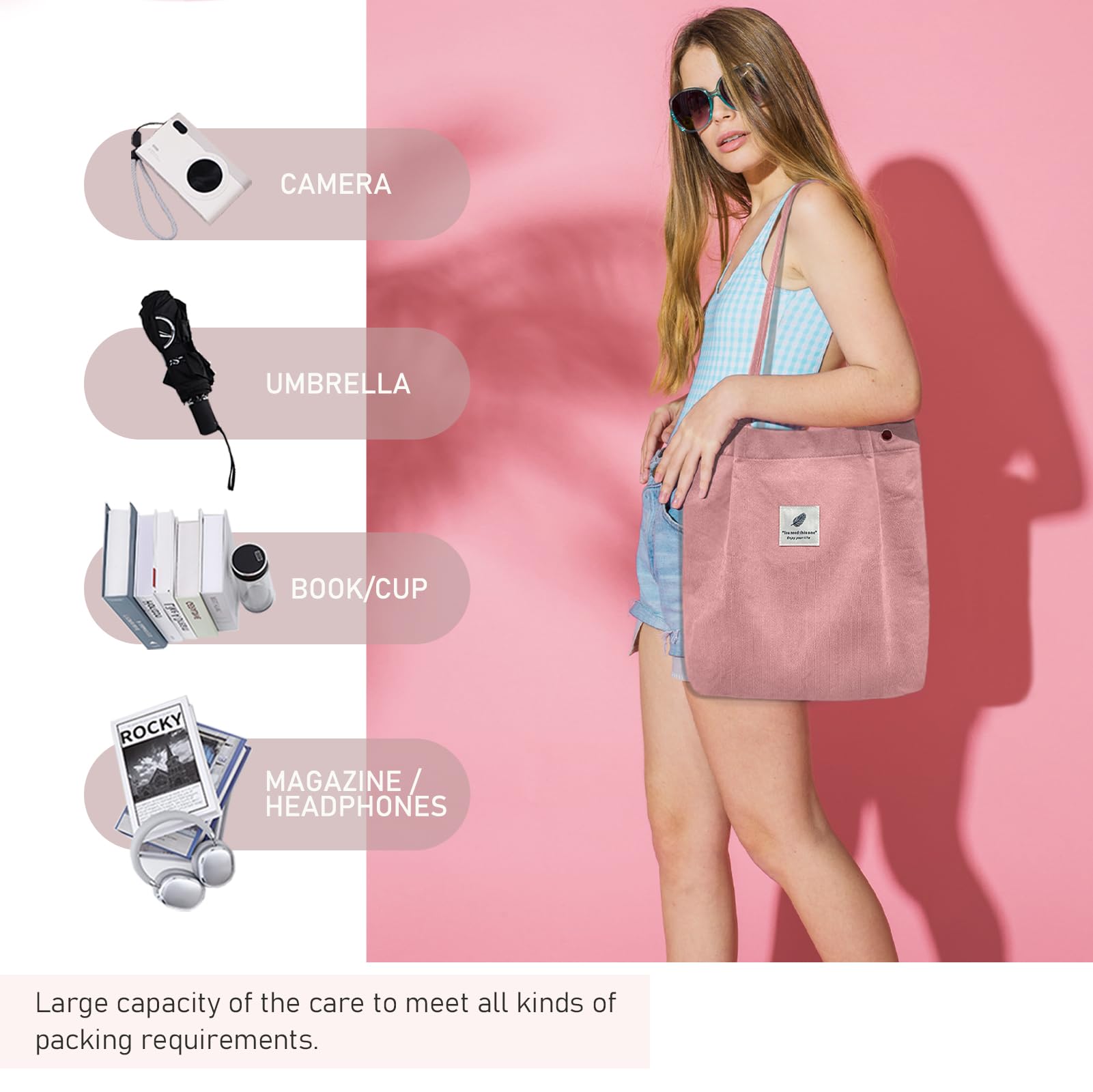 TELLUMO Fashion Corduroy Tote Bag Cow Print Bag Purses for Women Teen Girls with Inner Pocket