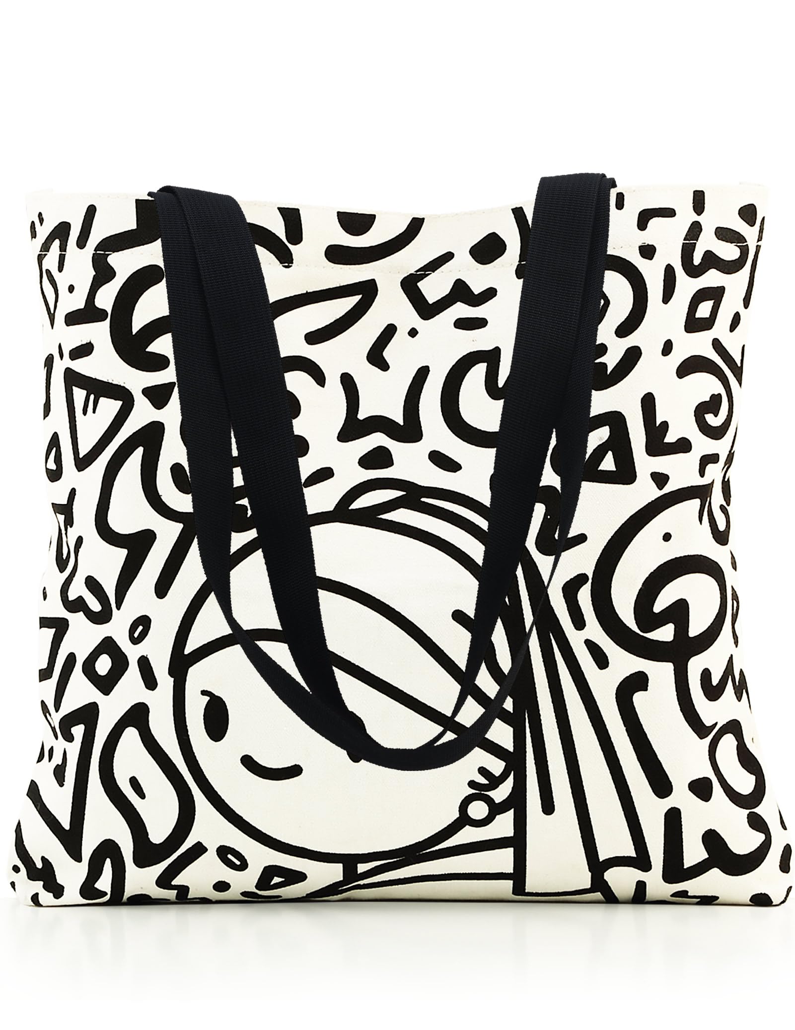 Tote Bag Aesthetic Canvas Handbags with Zipper for Women Travel Shoulder Bags Purses with compartments
