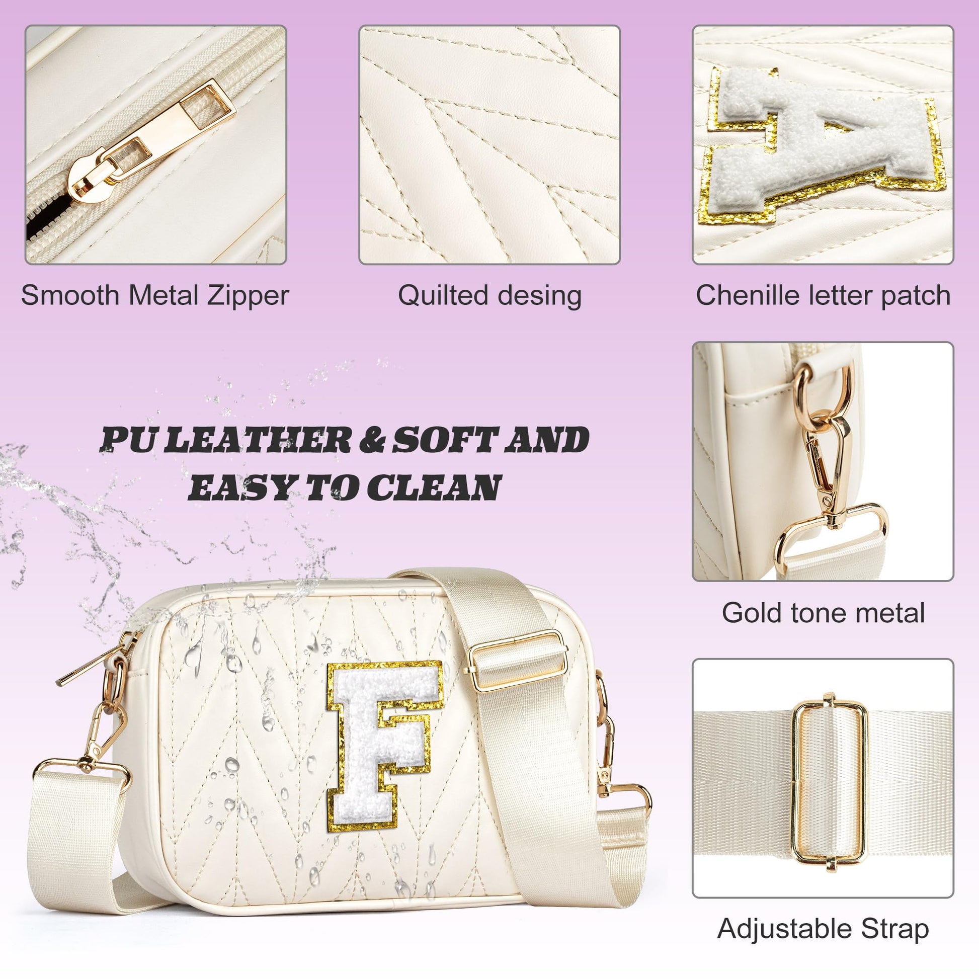 TOPEAST Small Leather Crossbody Bags for Women - Travel Essentials, Christmas Birthday Gifts Quilted Purses Shoulder Handbag