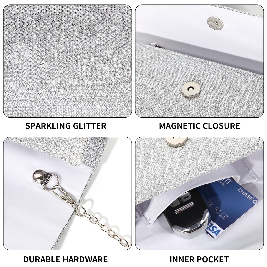 lovyoCoCo Evening Bag Clutch Purses for Women Ladies Sparkling Party Handbag Wedding Bag