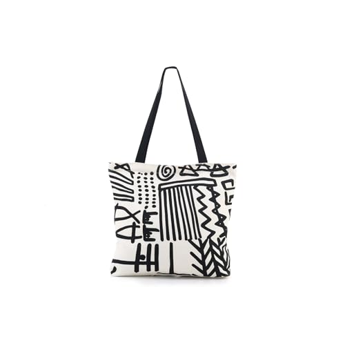 Tote Bag Aesthetic Canvas Handbags with Zipper for Women Travel Shoulder Bags Purses with compartments