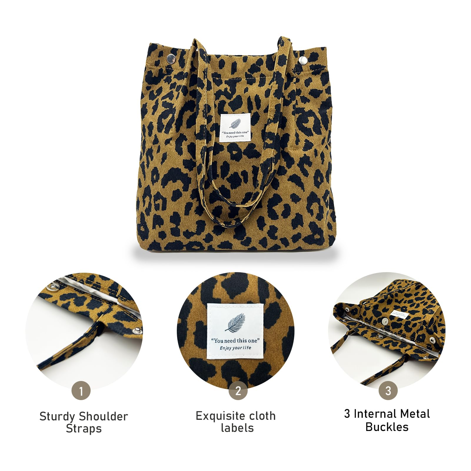 TELLUMO Fashion Corduroy Tote Bag Cow Print Bag Purses for Women Teen Girls with Inner Pocket
