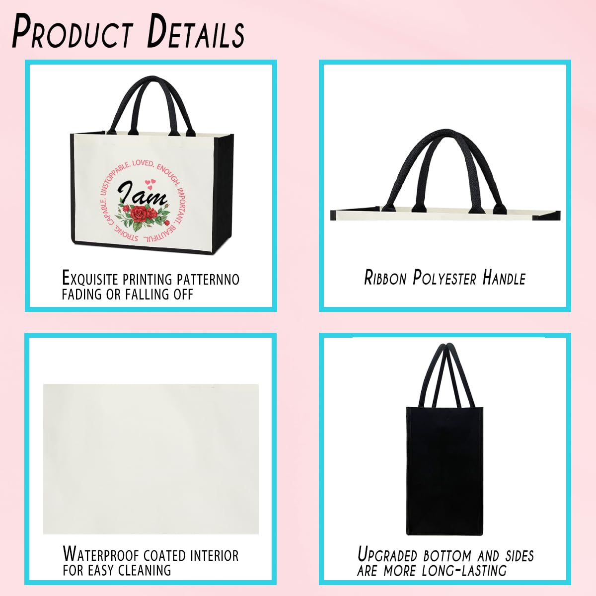 Canvas Tote Bag Beach Tote Bag Aesthetic Tote Bag Cute Tote Bag Big Tote Bag Inspirational Gifts For Women Friends