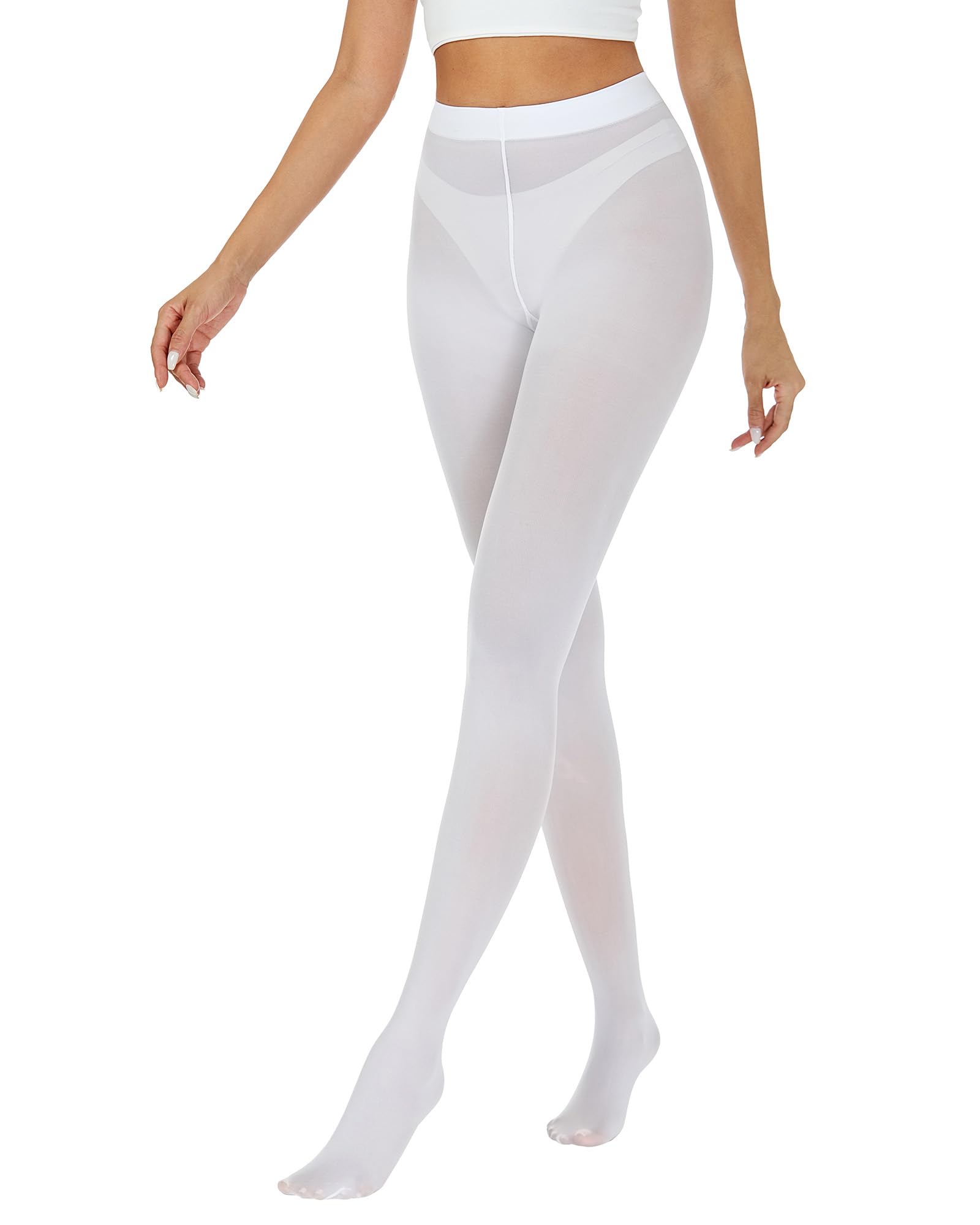 Women Ultra Soft 50 Denier Silky Tights Semi Opaque Solid Color Pantyhose High Waist Footed Stockings