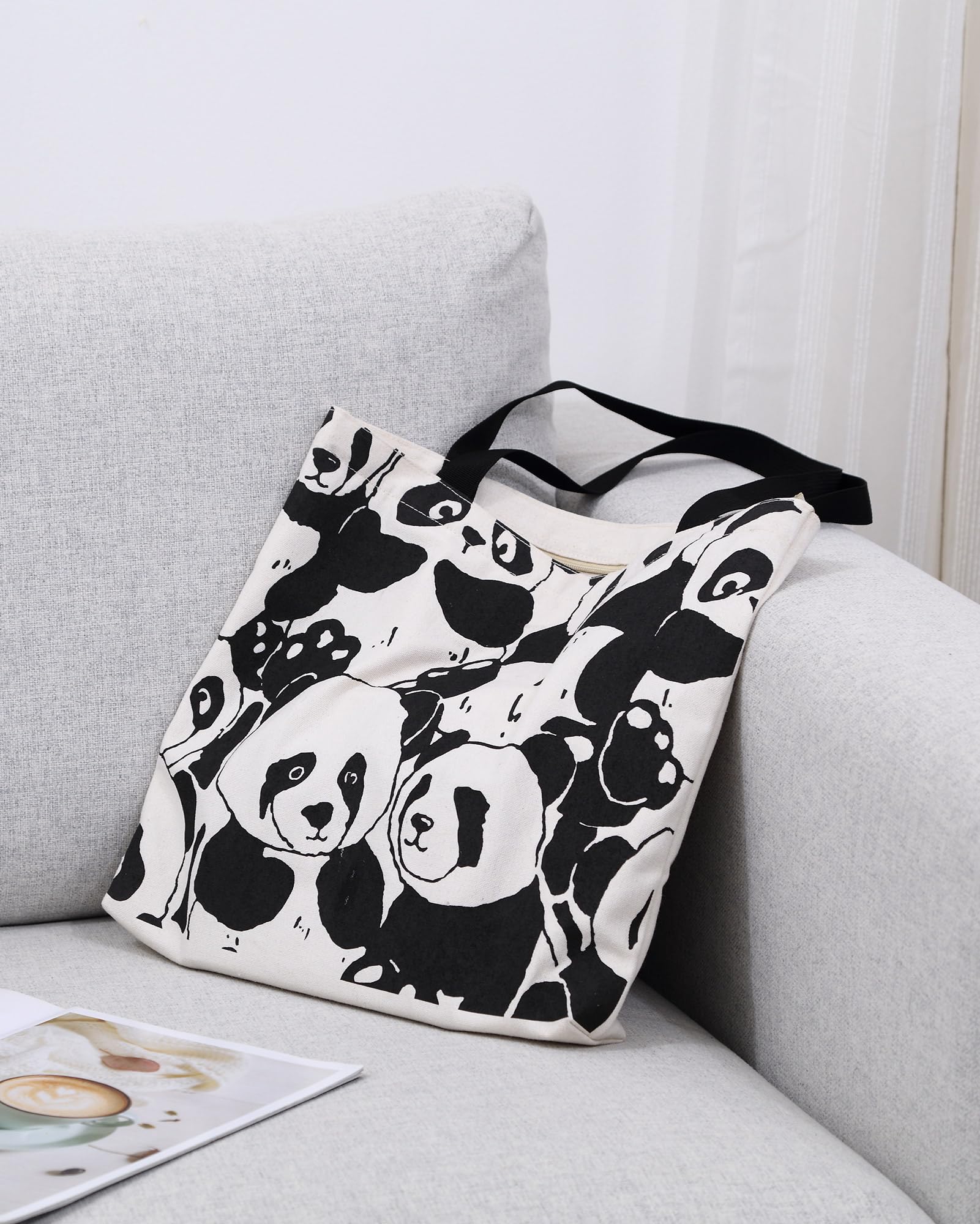 Tote Bag Aesthetic Canvas Handbags with Zipper for Women Travel Shoulder Bags Purses with compartments