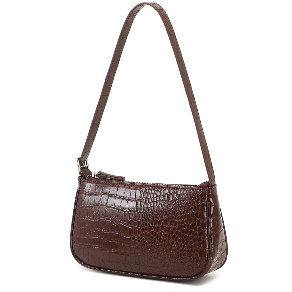 Small Purse for Women, Adjustable Shoulder Bags Crocodile Pattern Clutch Purse with Zipper Closure Retro