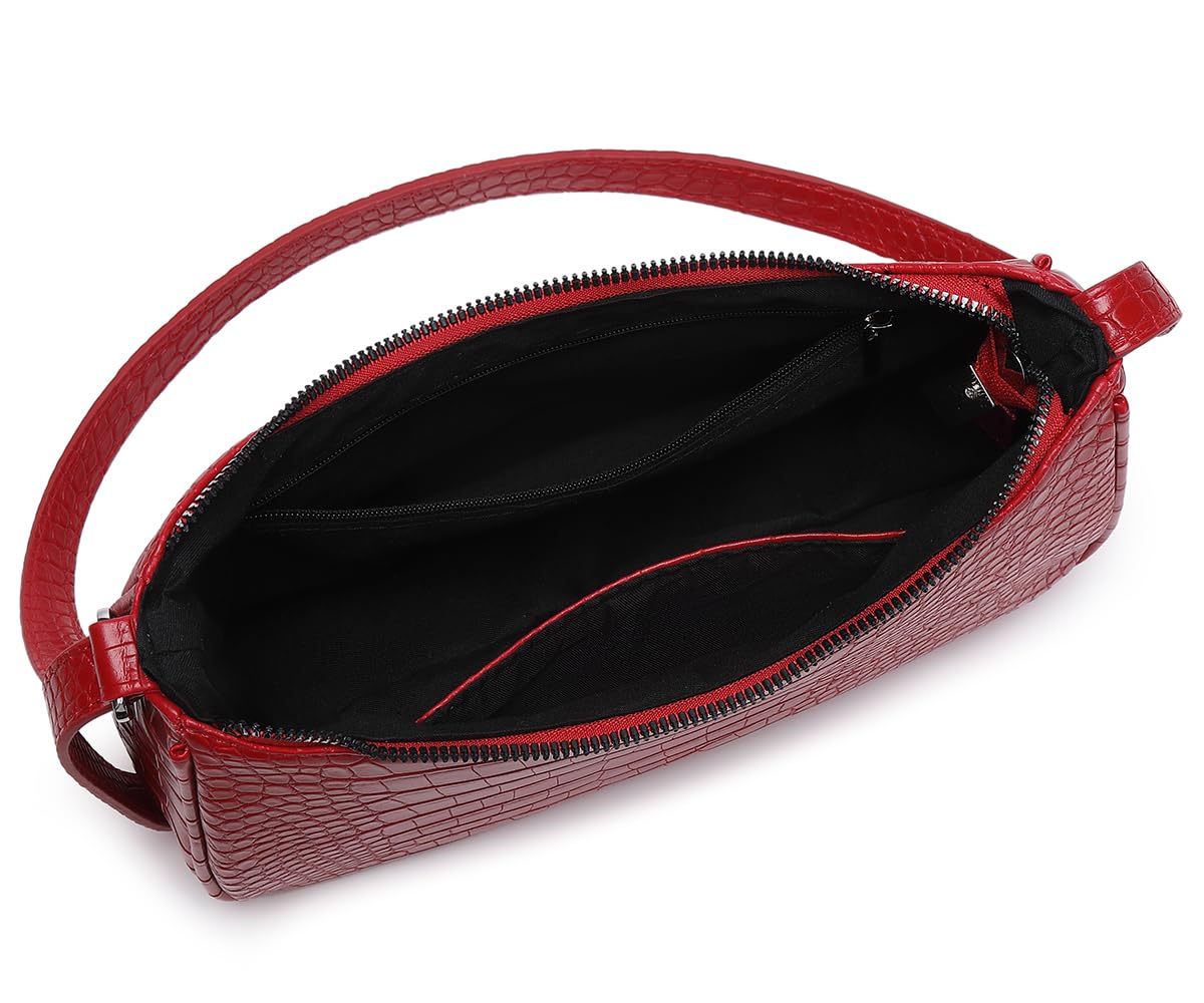Small Purse for Women, Adjustable Shoulder Bags Crocodile Pattern Clutch Purse with Zipper Closure Retro
