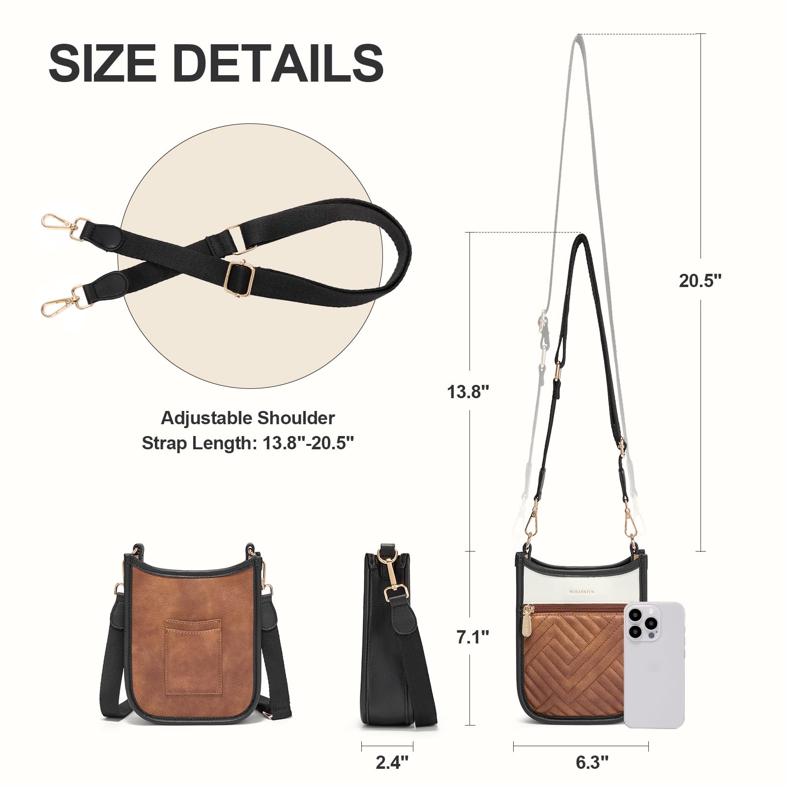 BOSTANTEN Small Crossbody Purse for Women Mini Tote Bag Top Handle Shoulder Bag Compact Handbags with Adjustable Strap