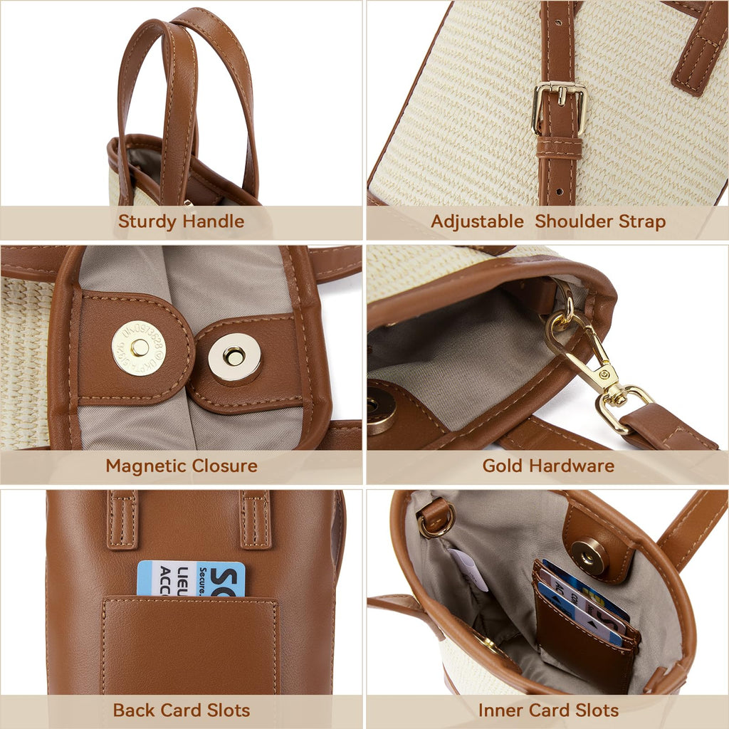 BOSTANTEN Small Crossbody Purse for Women Mini Tote Bag Top Handle Shoulder Bag Compact Handbags with Adjustable Strap