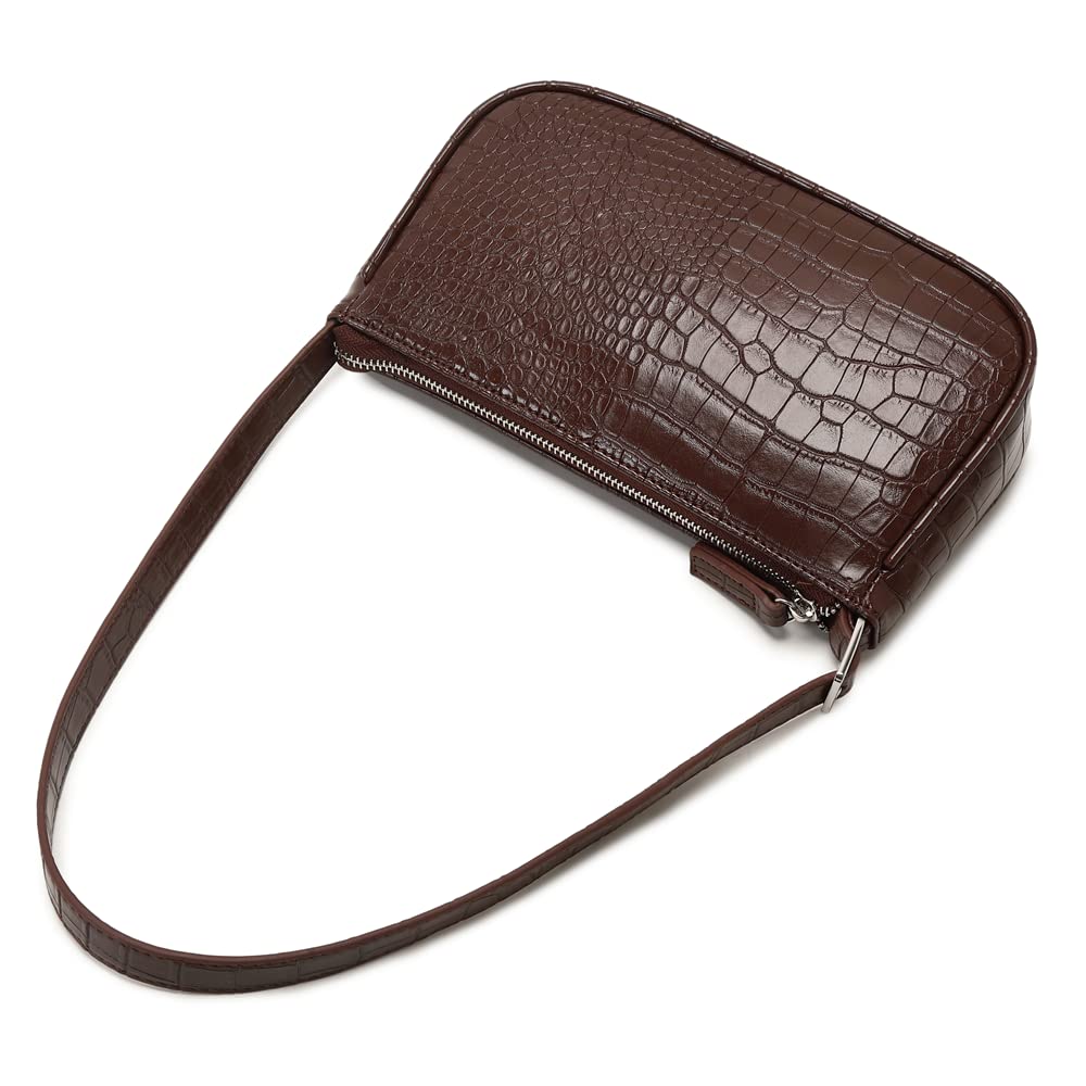 Small Purse for Women, Adjustable Shoulder Bags Crocodile Pattern Clutch Purse with Zipper Closure Retro