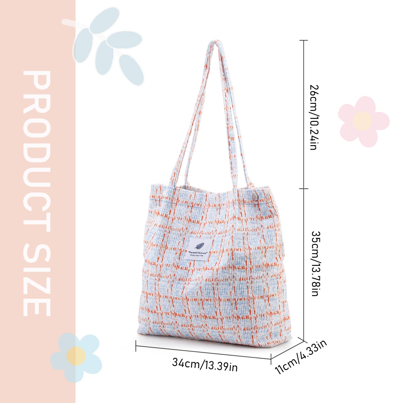 TELLUMO Fashion Corduroy Tote Bag Cow Print Bag Purses for Women Teen Girls with Inner Pocket