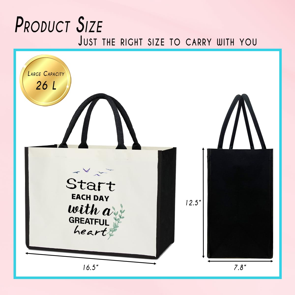 Canvas Tote Bag Beach Tote Bag Aesthetic Tote Bag Cute Tote Bag Big Tote Bag Inspirational Gifts For Women Friends