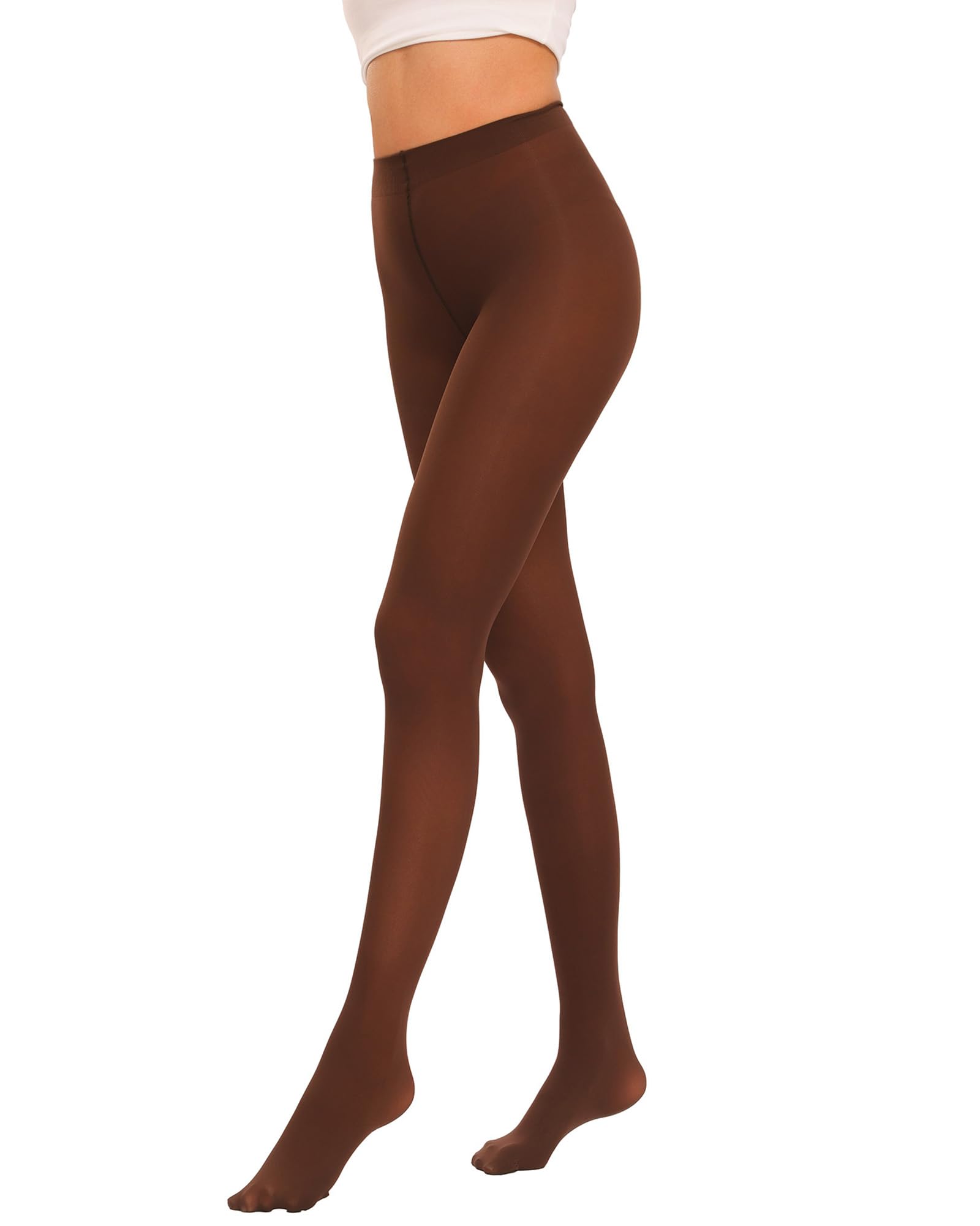 Women Ultra Soft 50 Denier Silky Tights Semi Opaque Solid Color Pantyhose High Waist Footed Stockings