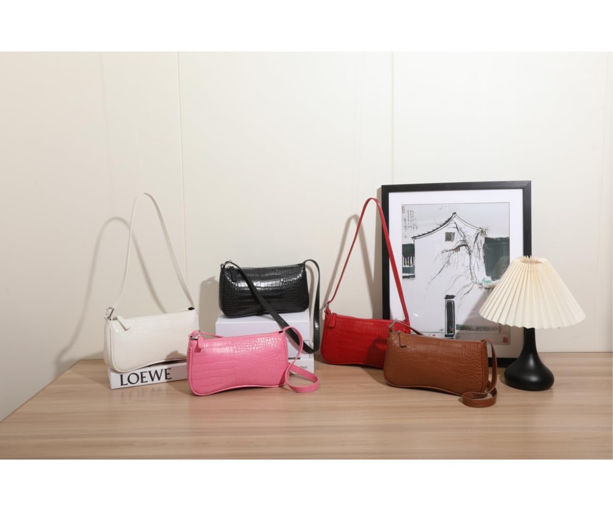 Small Purse for Women, Adjustable Shoulder Bags Crocodile Pattern Clutch Purse with Zipper Closure Retro