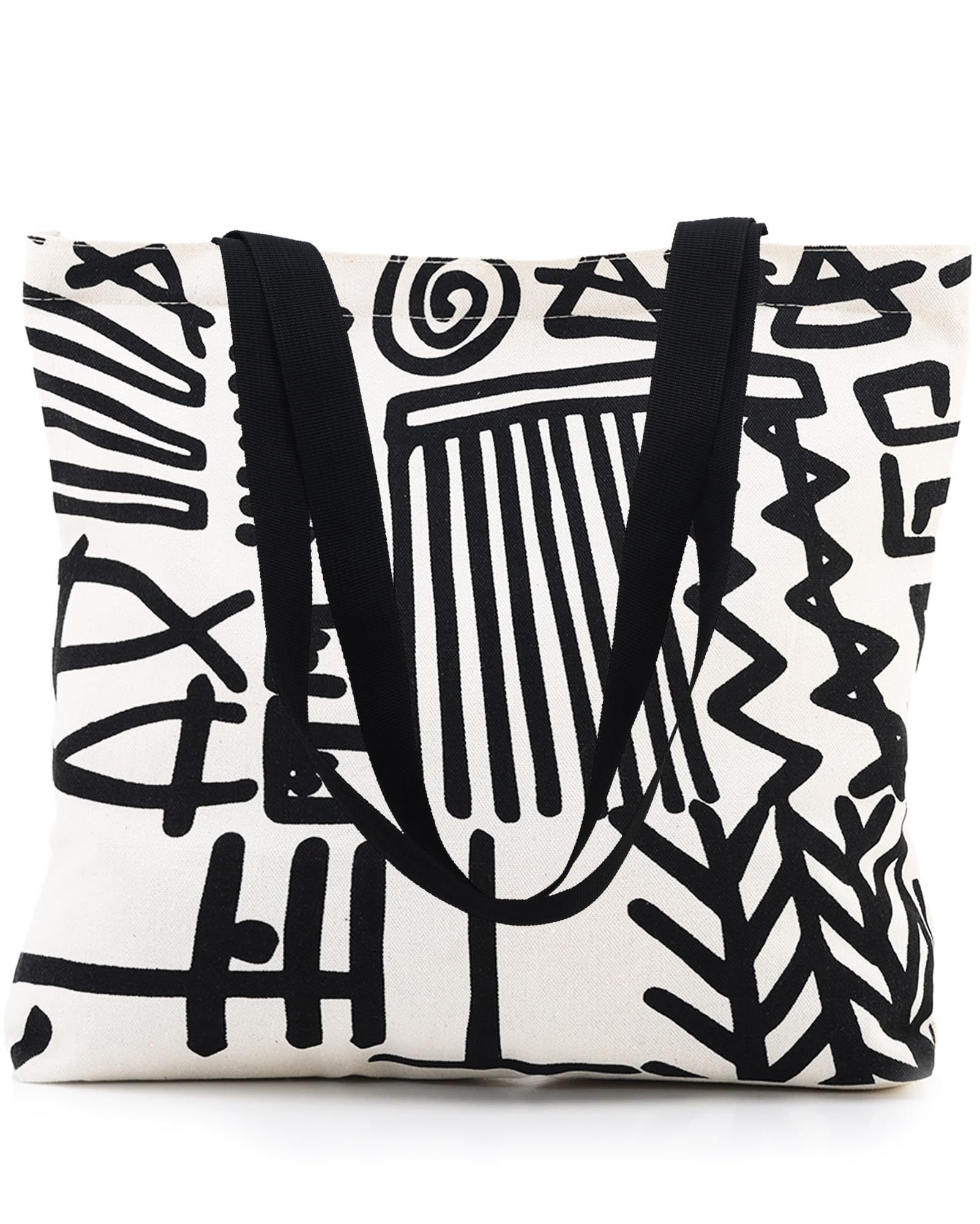 Tote Bag Aesthetic Canvas Handbags with Zipper for Women Travel Shoulder Bags Purses with compartments