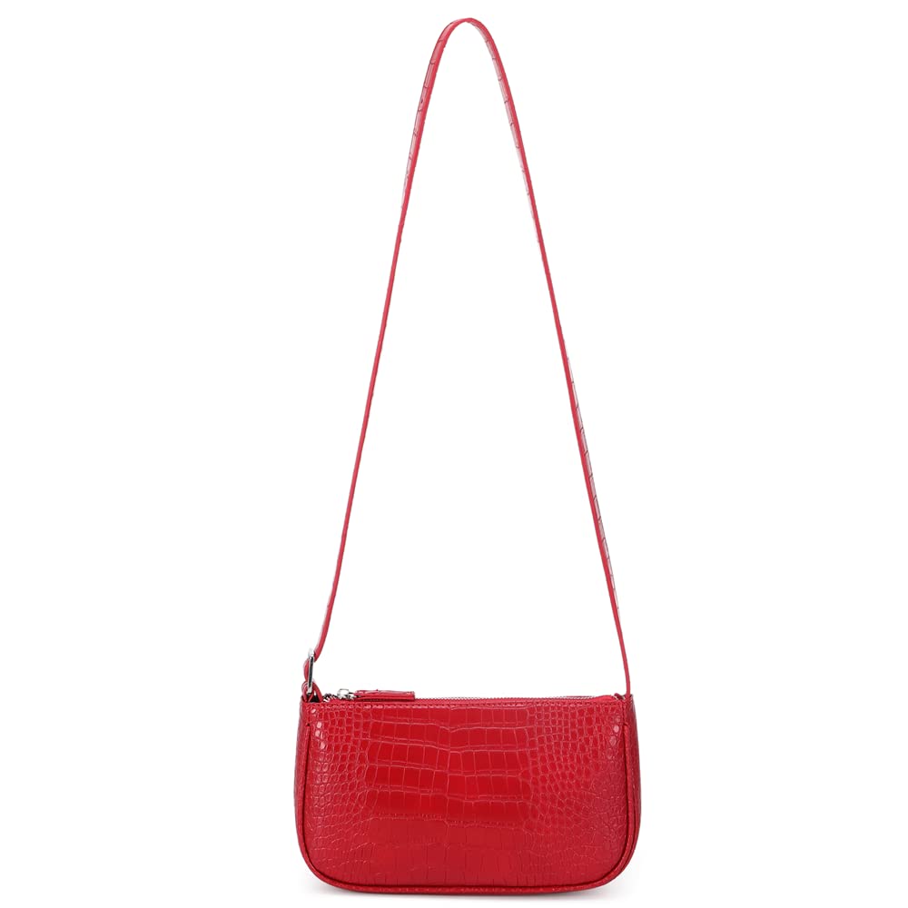 Small Purse for Women, Adjustable Shoulder Bags Crocodile Pattern Clutch Purse with Zipper Closure Retro