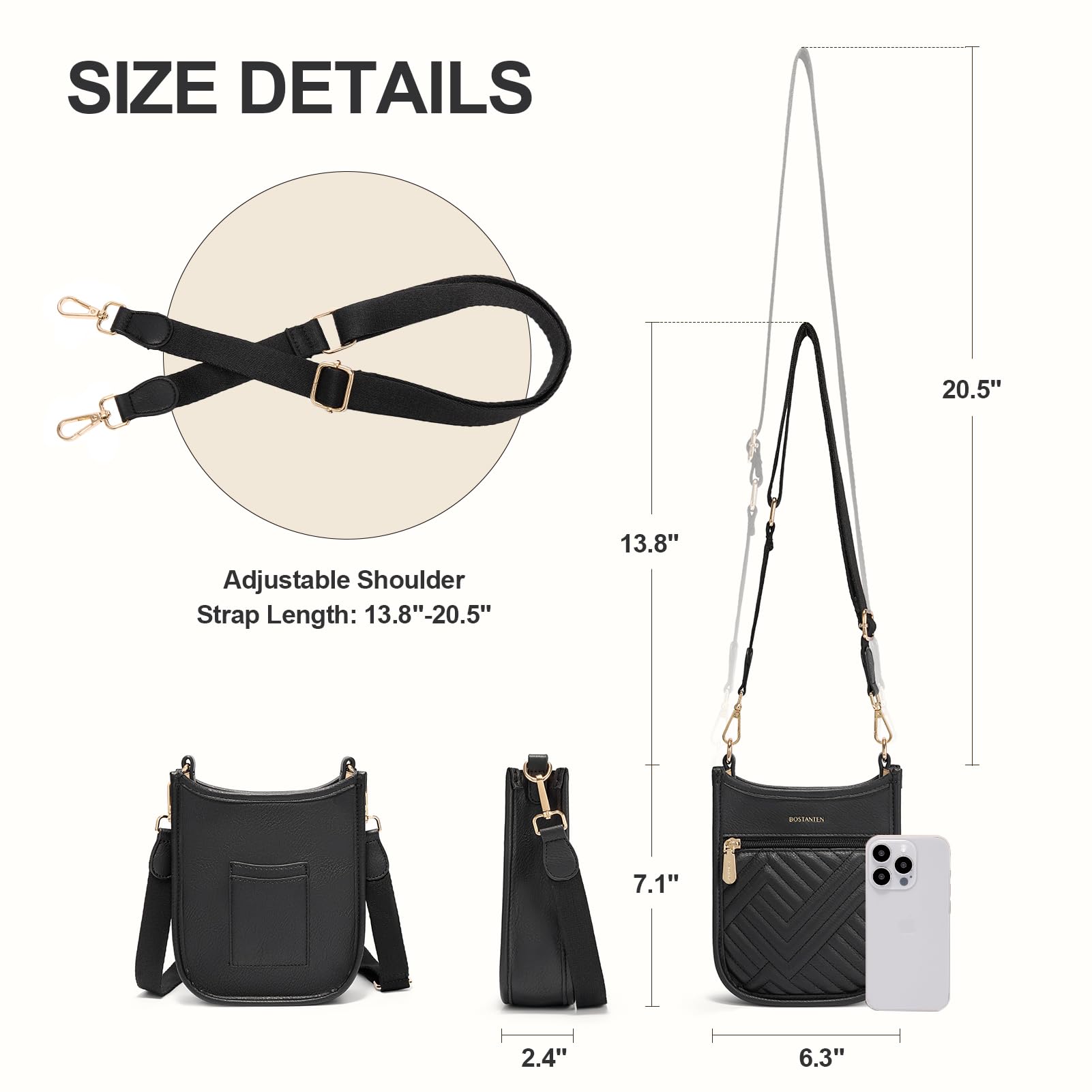 BOSTANTEN Small Crossbody Purse for Women Mini Tote Bag Top Handle Shoulder Bag Compact Handbags with Adjustable Strap