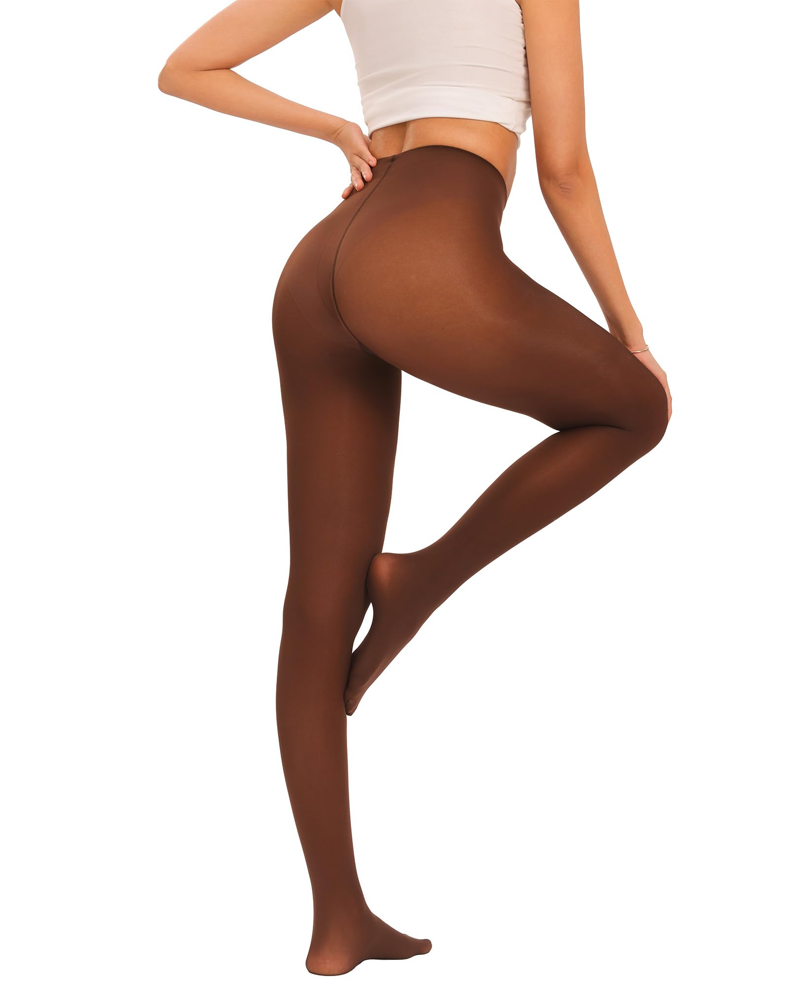 Women Ultra Soft 50 Denier Silky Tights Semi Opaque Solid Color Pantyhose High Waist Footed Stockings