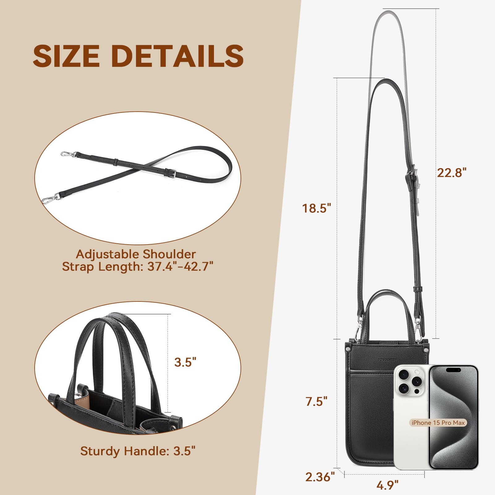 BOSTANTEN Small Crossbody Purse for Women Mini Tote Bag Top Handle Shoulder Bag Compact Handbags with Adjustable Strap