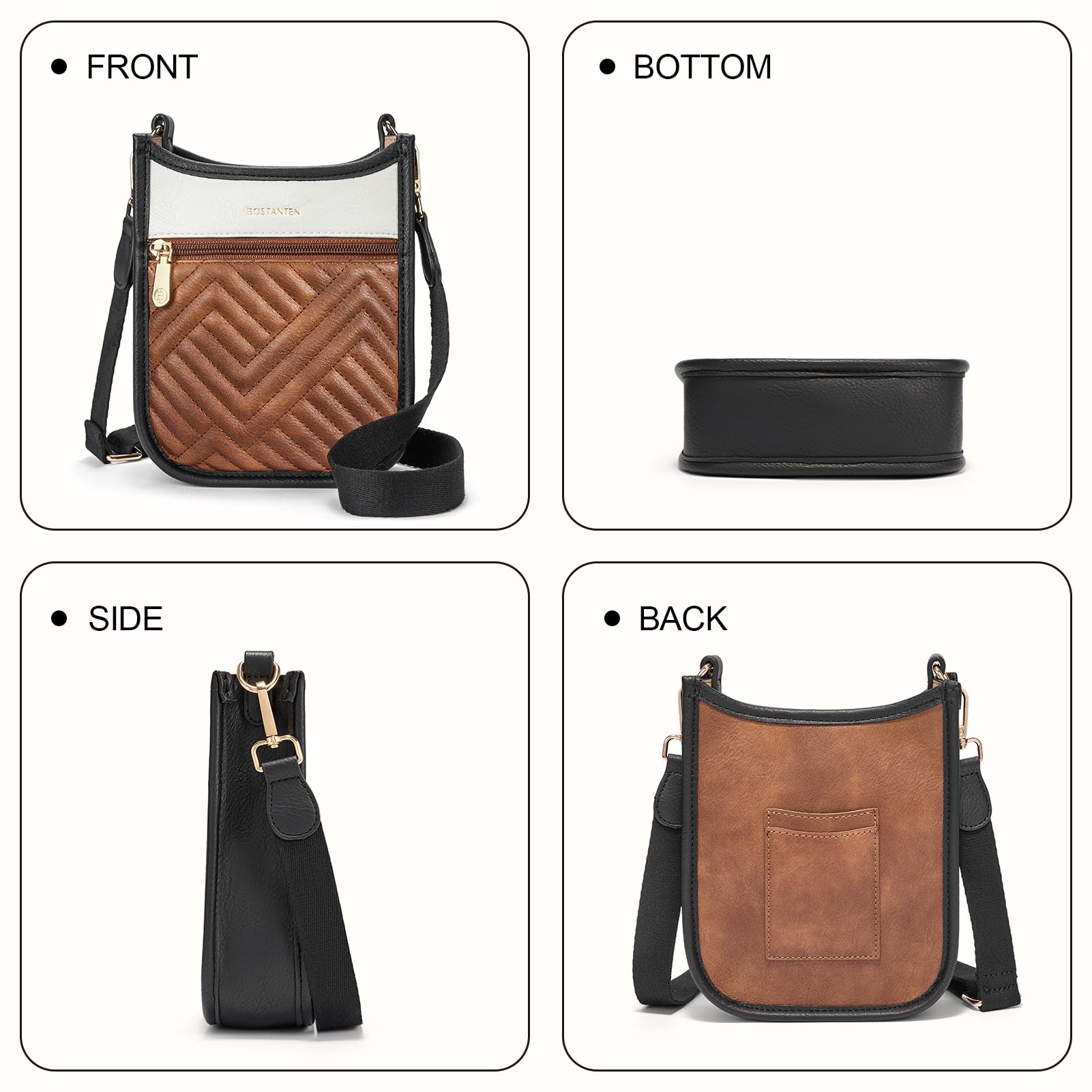 BOSTANTEN Small Crossbody Purse for Women Mini Tote Bag Top Handle Shoulder Bag Compact Handbags with Adjustable Strap