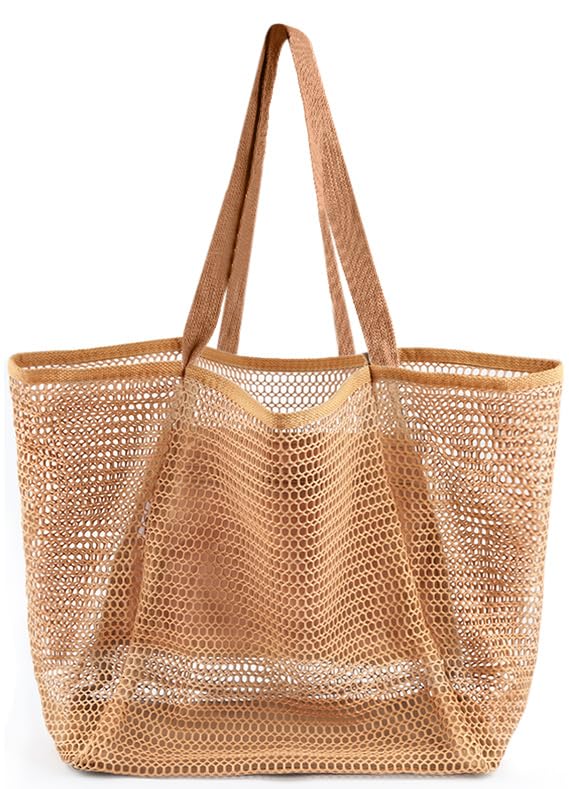 Beach Bags for Women, Summer Travel Mesh Tote Bag with Large Inner Pocket, Sandproof Woven Shoulder Handbag