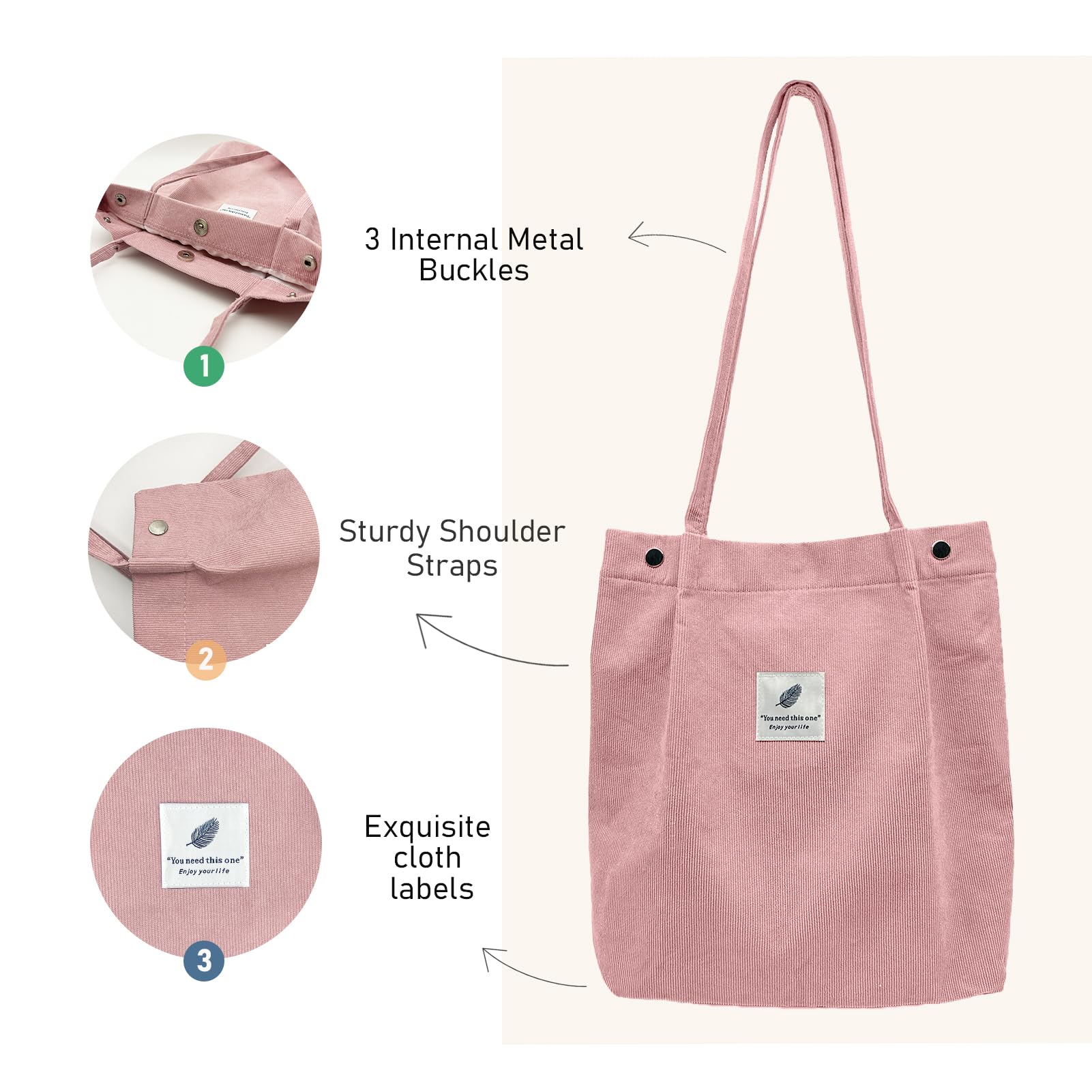 TELLUMO Fashion Corduroy Tote Bag Cow Print Bag Purses for Women Teen Girls with Inner Pocket