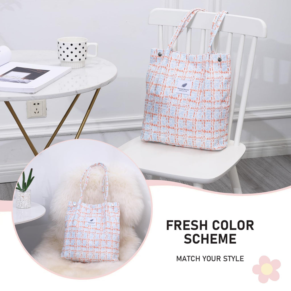 TELLUMO Fashion Corduroy Tote Bag Cow Print Bag Purses for Women Teen Girls with Inner Pocket