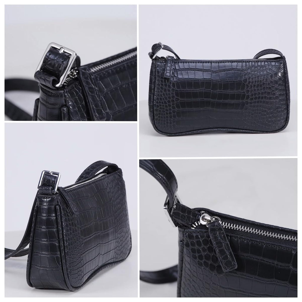Small Purse for Women, Adjustable Shoulder Bags Crocodile Pattern Clutch Purse with Zipper Closure Retro